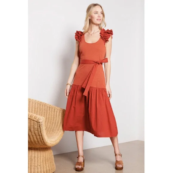 NATION LTD x Evereve NWT Everleigh Dress in Terracotta Cayenne // M - Picture 2 of 14